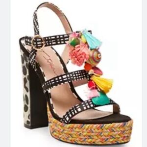 Betsey Johnson Marcy Embellished Espadrille Platforms. 5.25 in heel